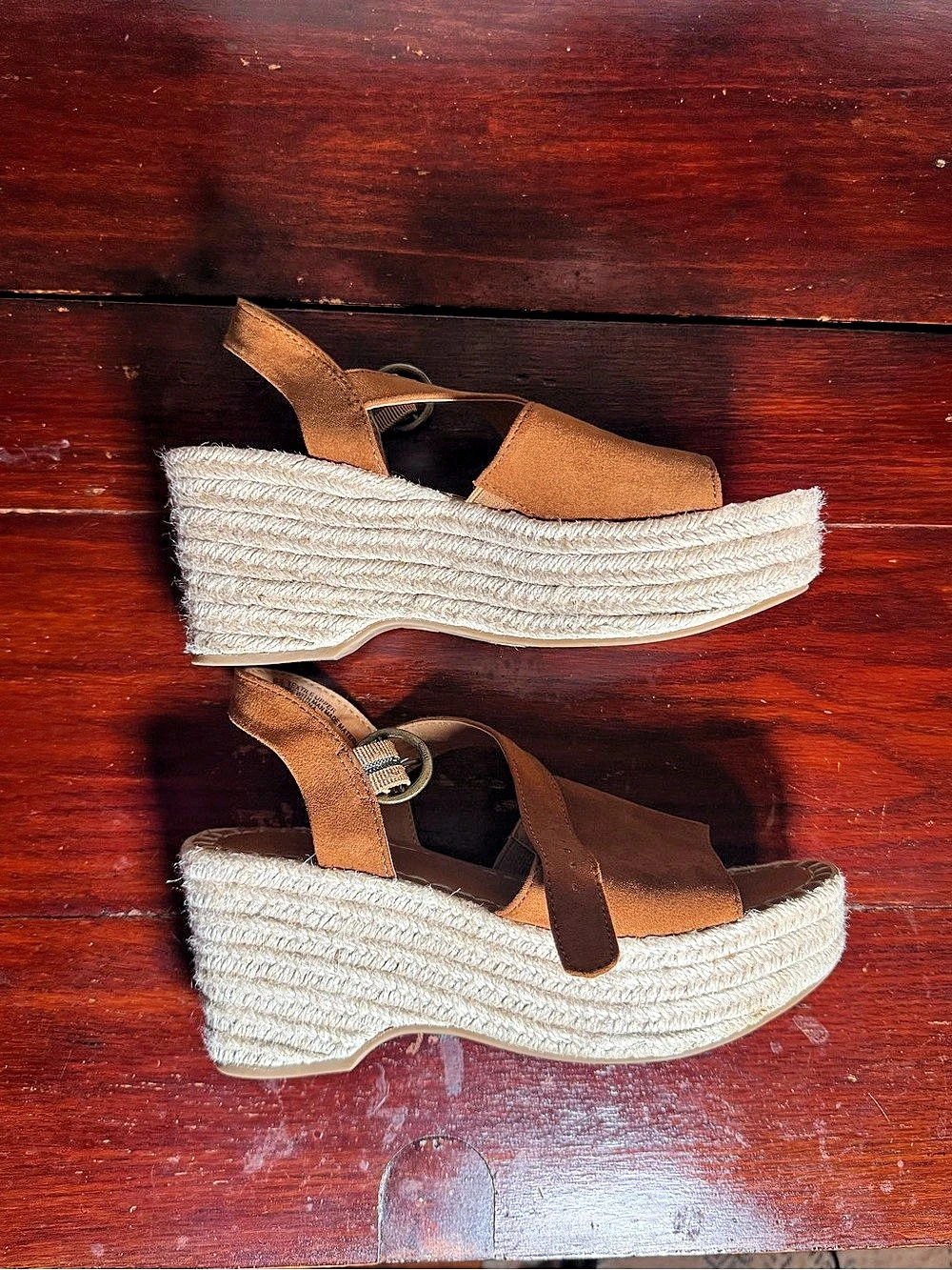 Universal Thread Espadrille Platform Wedge Sandals Brown & Cream